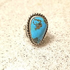 Navajo Guerro Turquoise and Sterling Ring size 10
